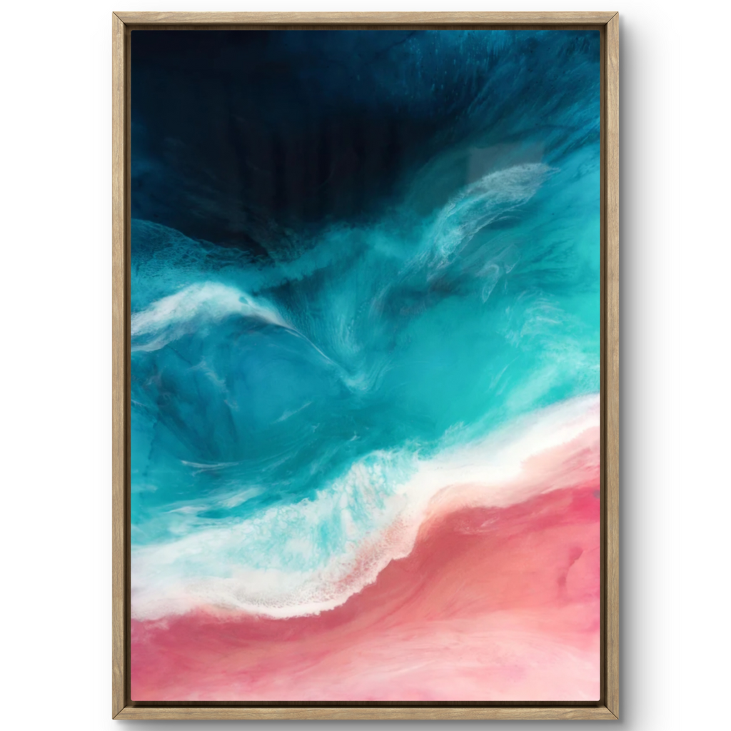 Beautifully framed in natural oak. This ocean scene is statement piece.