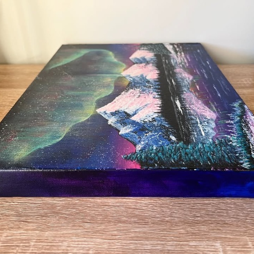 Aurora Northern Lights Acrylic Painting